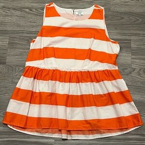 Orange and White Striped Sleeveless Top